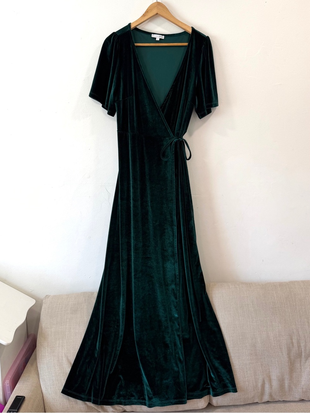 Baltic Born Meghan Velvet Wrap Maxi Dress Emerald Green